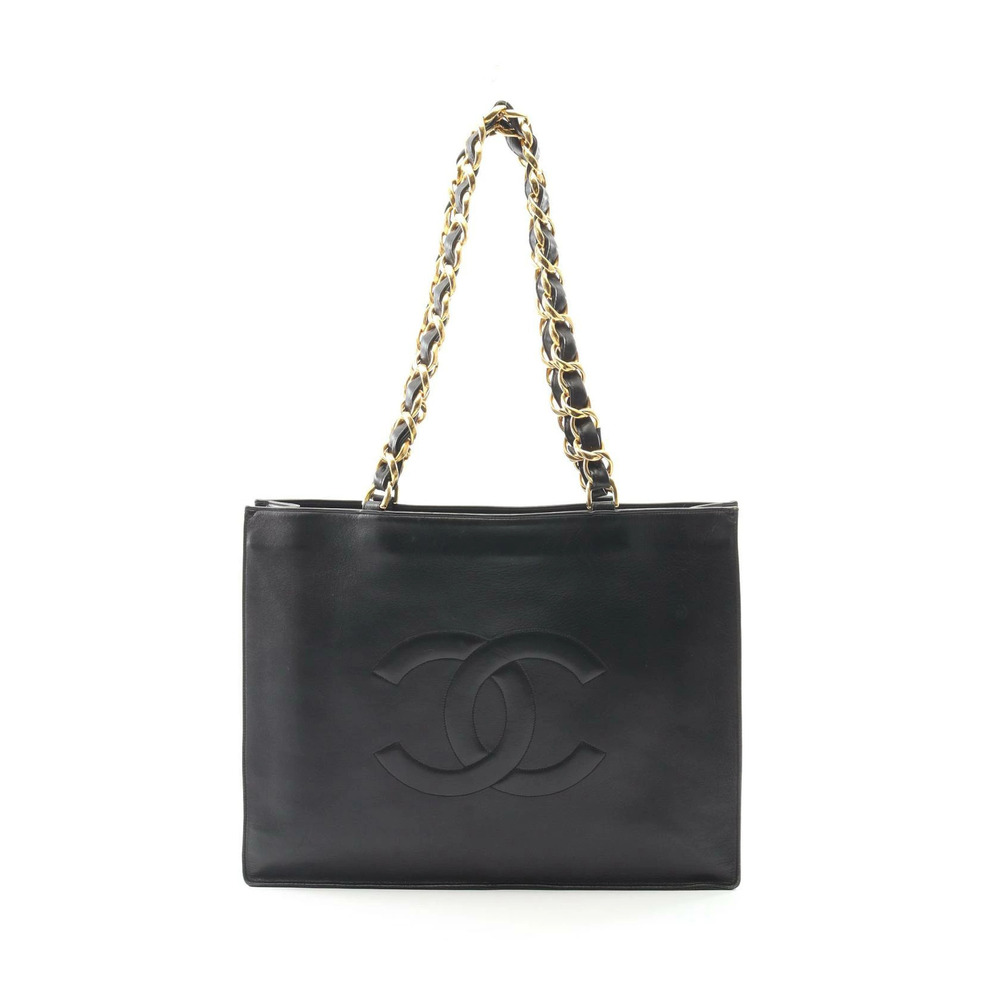 Chanel Coco Mark Tote Bag Lambskin Sheepskin Black